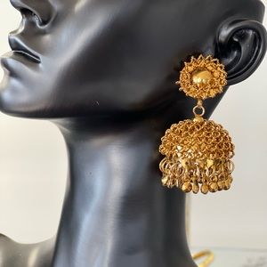 Golden jhumka earrings